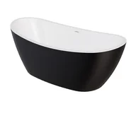 Wanny - Wanna wolnostojąca Besco Ayla 170x80 cm owalna czarny mat syfon i maskownica biały WAS-170AMBI - miniaturka - grafika 1