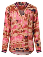 Bluzki damskie - Franco Callegari Bluzka damska Kobiety wiskoza beżowy|brązowy|różowy|wielokolorowy|wyrazisty róż wzorzysty, 36 - miniaturka - grafika 1