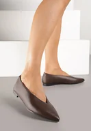 Baleriny - Ciemnobrązowe Klasyczne Balerinki Vices ze Skórzaną Wkładką Tamelirra - miniaturka - grafika 1