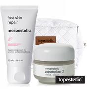 Zestawy kosmetyków damskich - Mesoestetic Cosmelan 2 + Fast Skin Repair ZESTAW Krem na przebarwienia 30 g + Krem intensywnie regenerujący 50 ml + Kosmetyczka - miniaturka - grafika 1