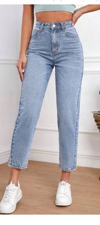 SHEIN JEANSY PROSTE GŁADKIE NIEBIESKIE 30 VWZ