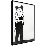 Plakaty - Plakat - Banksy: Kissing Coppers II (rozmiar 40x60, wykończenie Rama złota z passe-partout) - miniaturka - grafika 1