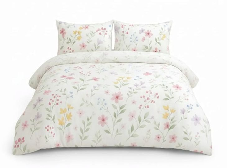 Komplet Pościel Z Mikrofibry 200x220 + 2 Poszewki 70x80 Beżowa M2