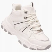 Buty sportowe damskie - Buty Damskie Big Star Trzewiki Ocieplane Białe Trapery Modne na Zimę 38 - miniaturka - grafika 1