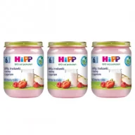 Desery dla dzieci - Hipp Jabłka, truskawki i maliny z jogurtem po 6. miesiącu Zestaw 3 x 160 g Bio - miniaturka - grafika 1