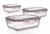 Pojemniki kuchenne - Kpl 3 Pojemników Szklanych Na Żywność Hermetyczny Lora 550, 950, 1450Ml - miniaturka - grafika 1