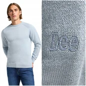 Swetry męskie - Lee CLEAN RAGLAN SWEATER Concrete dopasowany pastelowy bawełniany sweter L - miniaturka - grafika 1