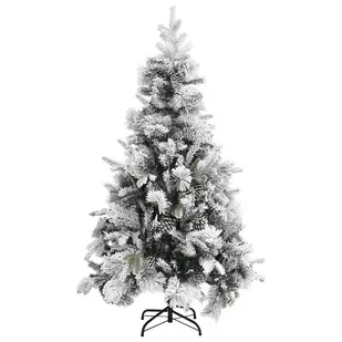 vidaXL Choinka flokowana śniegiem z szyszkami 195 cm PVC i PE 340531 - Choinki - miniaturka - grafika 1
