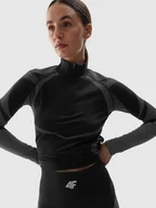 Koszulki sportowe damskie - Damska bielizna termoaktywna bezszwowa (góra) 4F 4FWAW24USEAF160 - czarna - miniaturka - grafika 1
