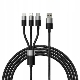 Kabel 3 w 1 Baseus - Szybkie ładowanie, 1,2m, All-in-One,Zestaw kabli USB - USB typ C / microUSB / Lightning - Kable USB - miniaturka - grafika 1