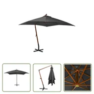 Parasole ogrodowe - The Living Store Parasol ogrodowy wiszący - na jodłowym słupku - antracyt - 3x3 m - Parasol Wiszący - miniaturka - grafika 1