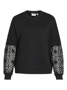 Vila VIRICTA L/S LACE Sweat Top/SU, czarny, S - Koszulki i topy damskie - miniaturka - grafika 1