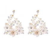 Kolczyki - Kolczyki Ślubne Boho Wizytowe Wiszące Z Kryształkami Stal Szlachetna Kols01 - miniaturka - grafika 1