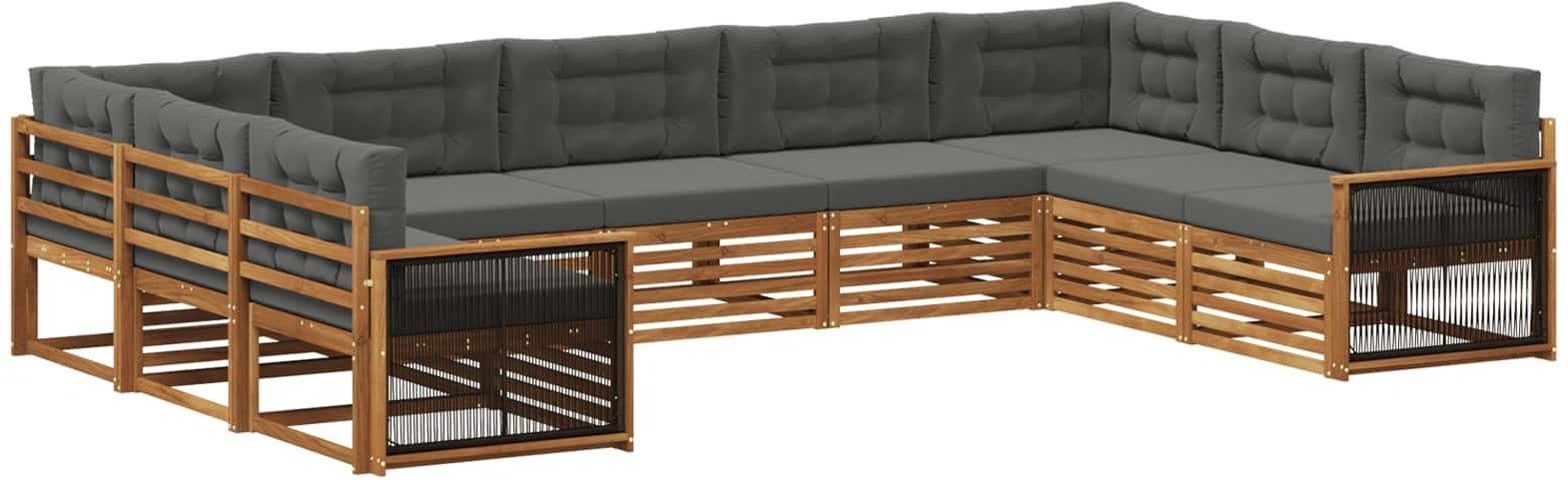 vidaXL Zestaw sof na zewnątrz z poduszką 9 pcs Naturalny i Antracytowy