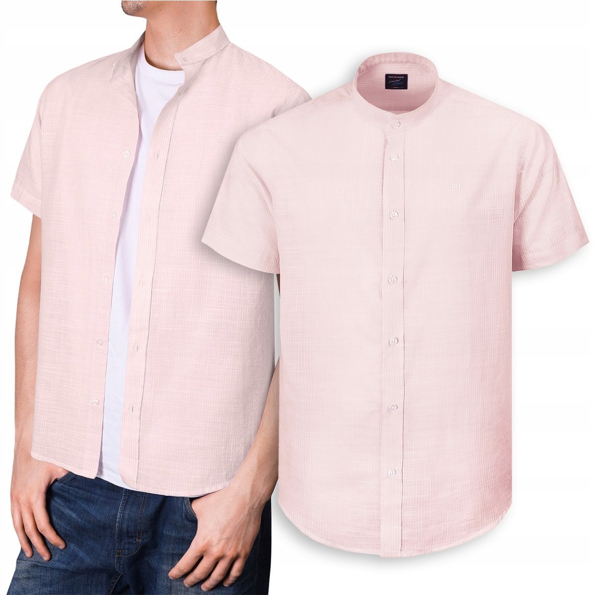 KOSZULA Męska w PASKI z Krótkim Rękawem LNIANA Regular Fit 2XL Pako Jeans