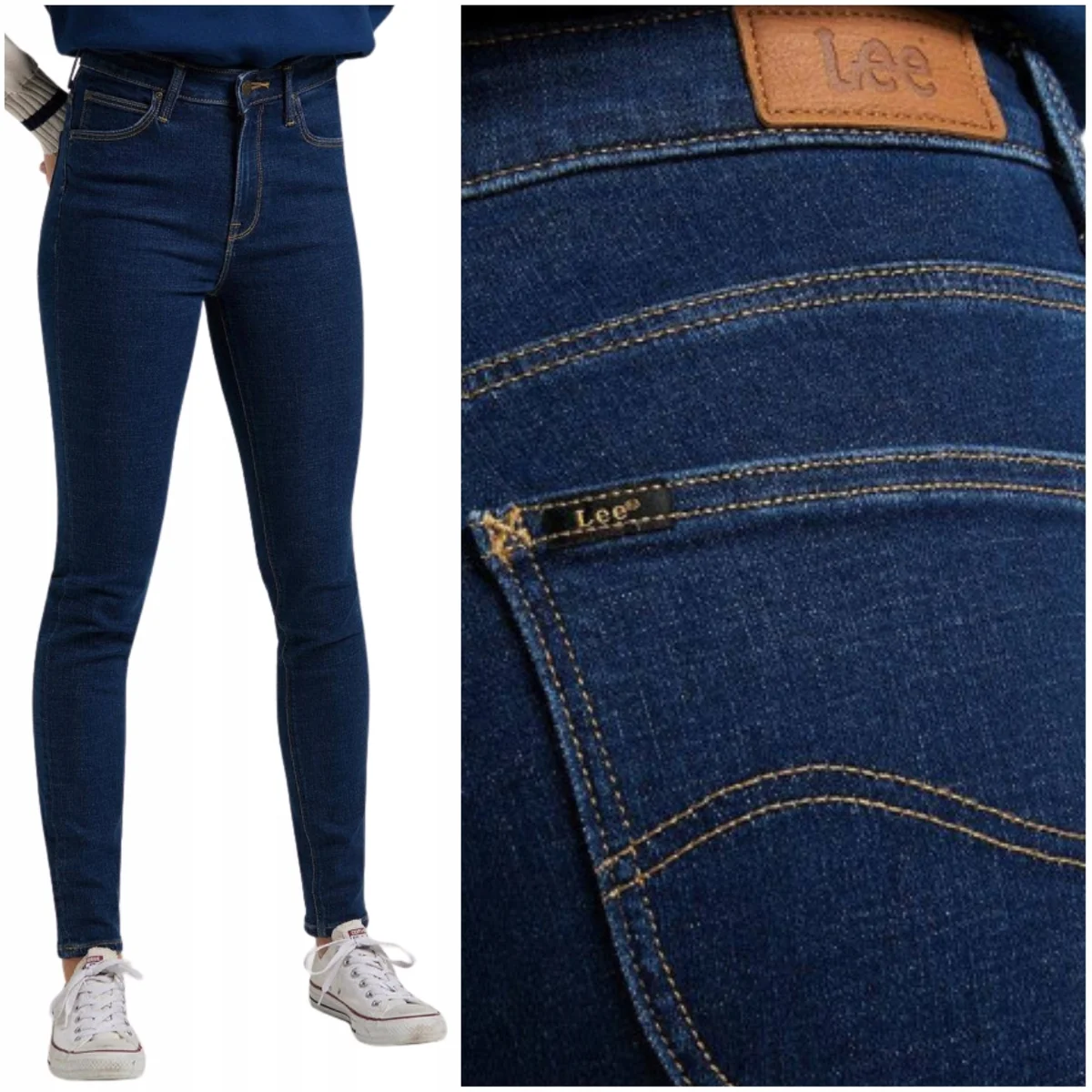 Lee Scarlett High Dark Mono wysokie damskie spodnie jeansowe rurki W24 L31