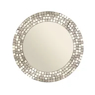 Lustra - Okrągłe srebrne lustro, srebrne lustro glamour, na ścianę, lustro mozaika - miniaturka - grafika 1