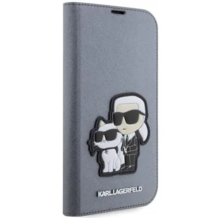 Karl Lagerfeld KLBKP14LSANKCPG iPhone 14 Pro 6.1" bookcase srebrny/silver Saffiano Karl & Choupette - Etui i futerały do telefonów - miniaturka - grafika 5