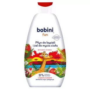 BOBINI Fun Płyn do kąpieli i żel do mycia - o zapachu truskawek - Wysoka piana 500 ml - Kosmetyki kąpielowe dla dzieci - miniaturka - grafika 1