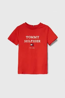 Koszulki dla chłopców - Tommy Hilfiger t-shirt bawełniany dziecięcy kolor czerwony z nadrukiem - grafika 1