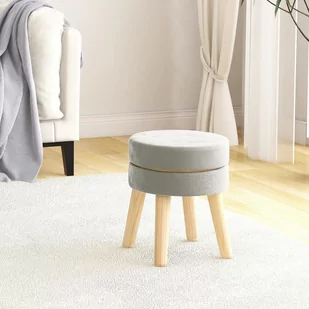 shumee Okrągły stołek jasnoszary obity aksamitem - Pufy i podnóżki - miniaturka - grafika 1