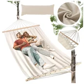 Hamaki - Hamak z poprzeczką dwuosobowy beżowy - miniaturka - grafika 1