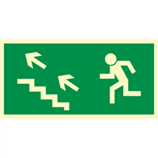 Oznaczenie "Kierunek do wyjścia drogi ewakuacyjnej schodami w gore w lewo" 15 x 30 - Numery na dom - miniaturka - grafika 1