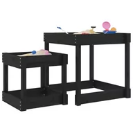 Place zabaw - Stoliki piaskownice, 2 szt., czarne, lite drewno sosnowe Lumarko! - miniaturka - grafika 1