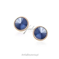 Kolczyki - ankabizuteria.pl Srebrne kolczyki Swarovski pozłacane różowym złotem - miniaturka - grafika 1