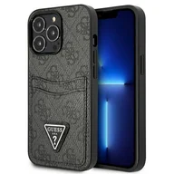 Etui i futerały do telefonów - Etui Guess do iPhone 13 Pro / 13 6,1" czarny/black hardcase 4G Triangle Logo Cardslot - miniaturka - grafika 1