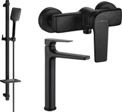 Zestawy baterii łazienkowych - Mexen Lynx DQ62 zestaw prysznicowy, czarny - 745914DQ62-70 - miniaturka - grafika 1