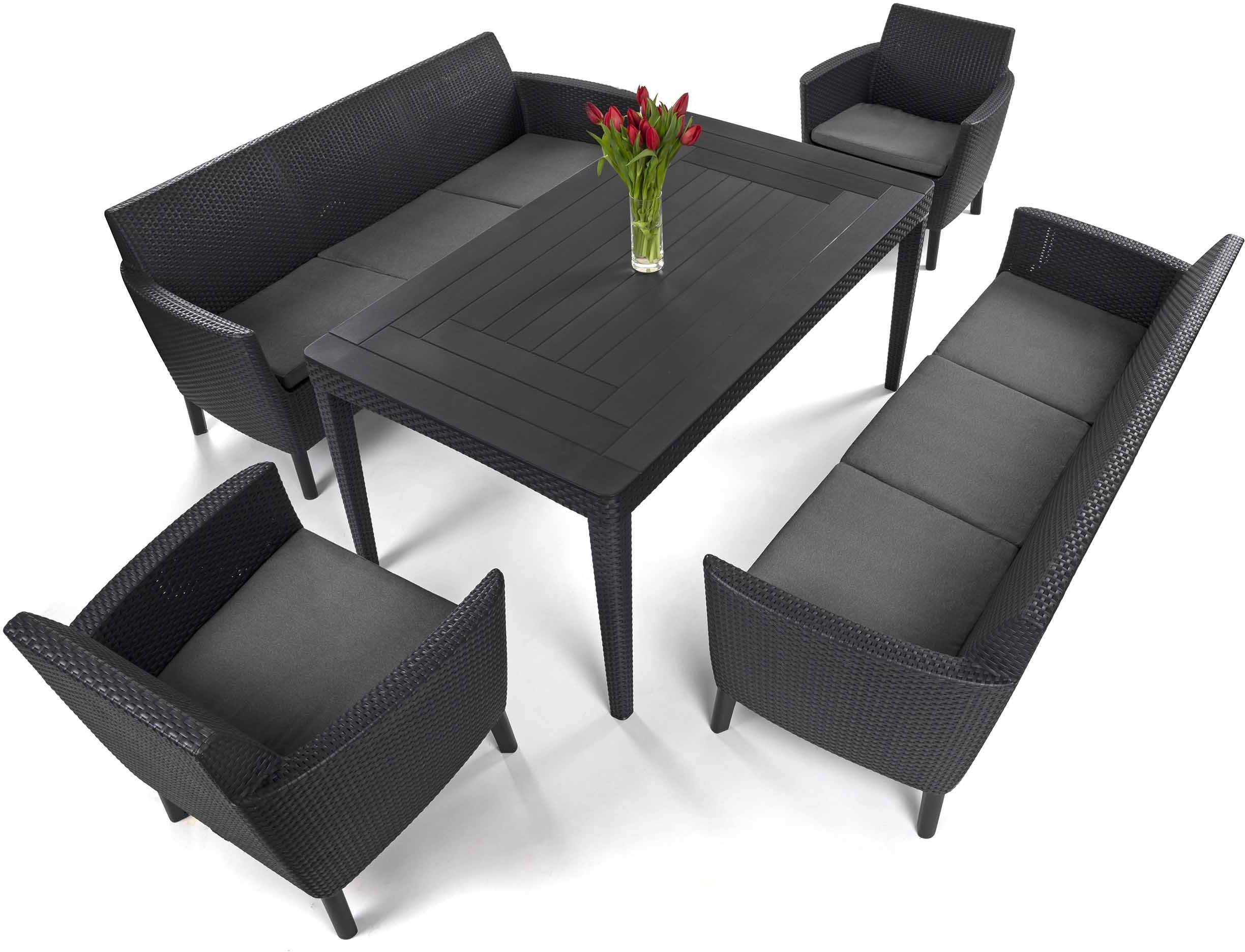 KETER Zestaw mebli ogrodowych Salemo Fiesta Max Girona dla 8 osób grafitowy