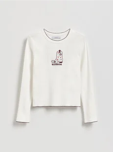 Reserved - Koszulka z haftem - złamana biel - Bluzki dla dziewczynek - miniaturka - grafika 1