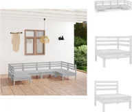 Meble ogrodowe - vidaXL 6-częściowy zestaw wypoczynkowy do ogrodu z białej litej sosny - Zestawy mebli ogrodowych - miniaturka - grafika 1