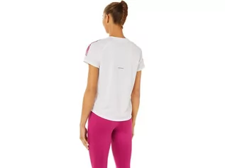 Koszulki i topy damskie - Damska Koszulka Biegowa Asics Icon Ss Top | White/Fuchsia Red - Rozmiary M - grafika 1