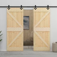 Drzwi wewnętrzne - Drzwi przesuwne z osprzętem, 80x210 cm, lite drewno sosnowe | 3057583 VIDAXL - miniaturka - grafika 1