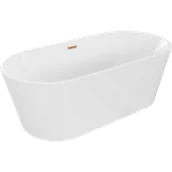 Wanny - Mexen Luna wanna wolnostojąca 140 x 75 cm, biała, przelew miedź szczotkowana - 52031407500-65 - miniaturka - grafika 1
