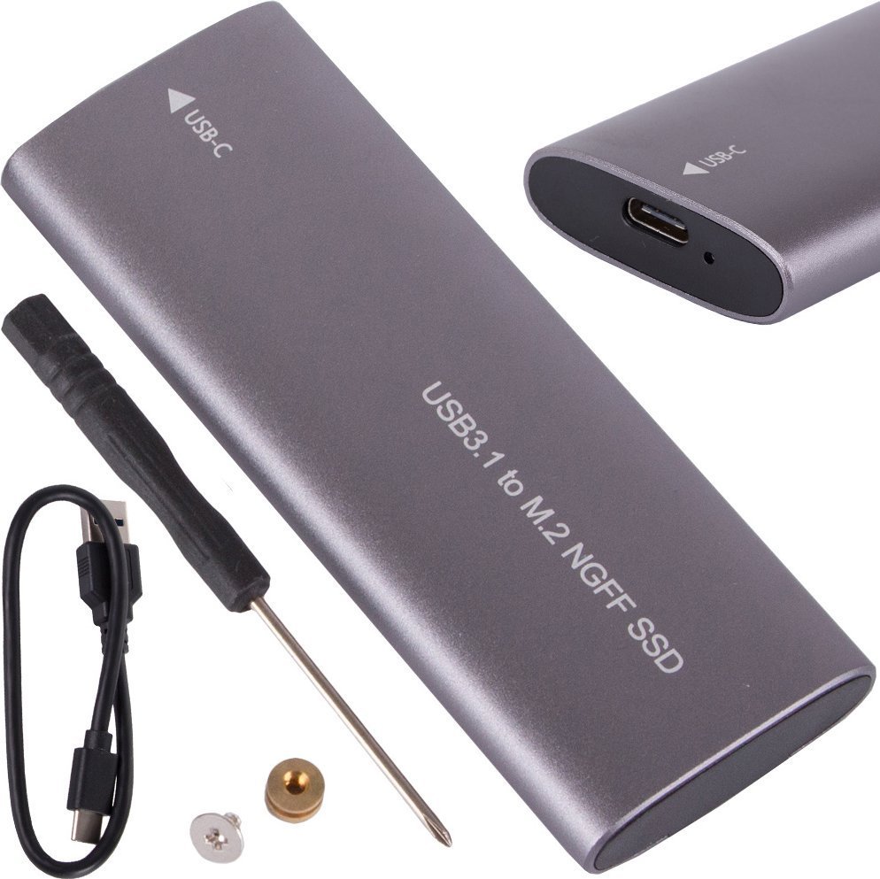 Adapter AV Verk Obudowa adapter dysku kieszeń m.2 sata ngff usb 3.1 usb typ-c 2230-2280mm Obudowa adapter dysku kieszeń m.2 sata ngff usb 3.1 usb typ-c 2230-2280mm