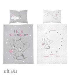 Detexpol Pościel bawełniana 90x120 Słonik 3621 A mam już tyle lat miesięcy i dni różowa szara dziecięca Kids 1 - Pościel dla dzieci - miniaturka - grafika 1