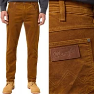 Spodnie męskie - Wrangler GREENSBORO Monk's Robe PROSTE SPODNIE SZTRUKSY BRĄZ OCHRA W42 L34 - miniaturka - grafika 1