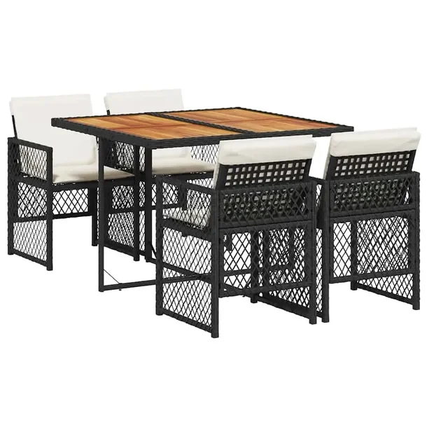Zestaw mebli ogrodowych rattan czarne 110x106x73 cm