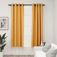 Zasłony - vidaXL Zasłony stylizowane na lniane, 2 szt., żółte, 140x175 cm - miniaturka - grafika 1