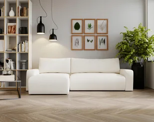 Sofa w kształcie L ARAGON narożnik tkanina Zoom biały lewy - Narożniki - miniaturka - grafika 1