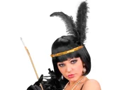 Dodatki do strojów karnawałowych - Opaska z piórami i cekinami Retro złota - 1 szt. - miniaturka - grafika 1