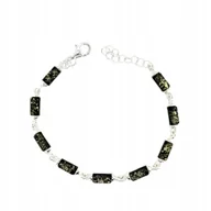 Bransoletki - Bransoletka srebrna z bursztynem segmentowa ZIELONY SREBRO 925 - miniaturka - grafika 1