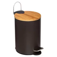 Kosze na śmieci - Kosz łazienkowy na śmieci z bambusową pokrywą MODERN, czarny, 3 l - miniaturka - grafika 1