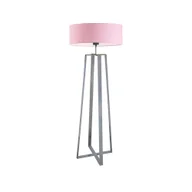 Lampy stojące - Srebrna lampa podłogowa z tkaninowym abażurem MOSS - miniaturka - grafika 1