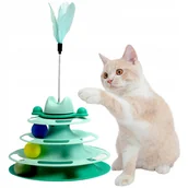 Zabawki dla kotów - ZABAWKA ZABAWKI DLA KOTA Z DZWONKIEM INTERAKTYWNA WIEŻA PIÓRKO WĘDKA - miniaturka - grafika 1
