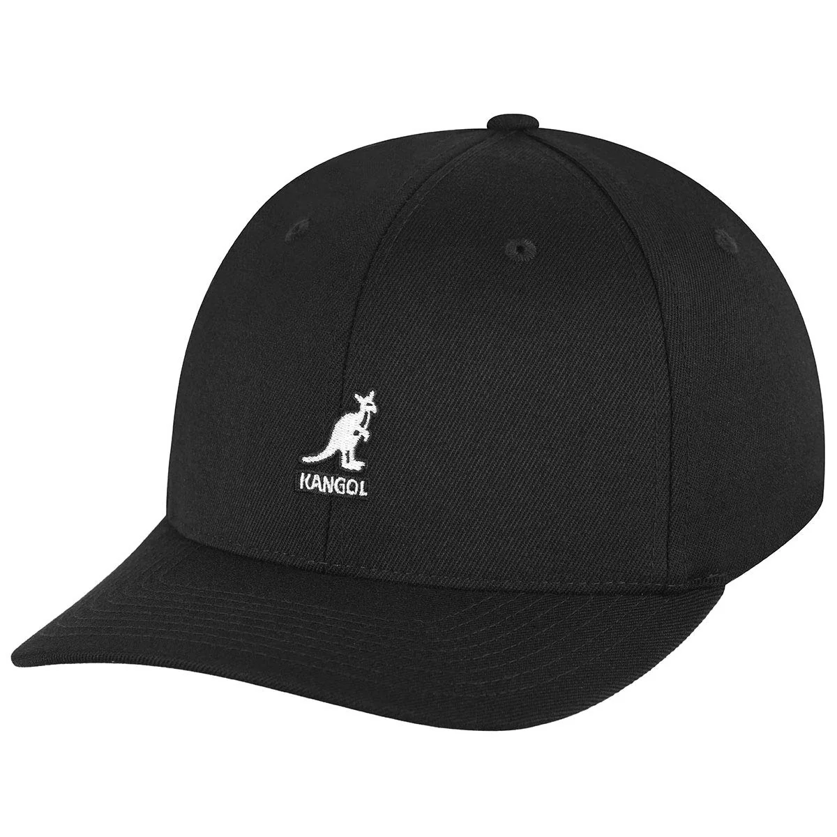 Kangol Wełna Flexfit czapka bejsbolówka pełna czapka wełniana dopasowana z tyłu zamknięta, czarny, S-M