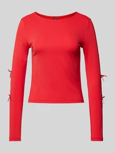 Bluzka o kroju regular fit z długim rękawem i kokardkami model ‘SELINA’ - Bluzki damskie - miniaturka - grafika 1